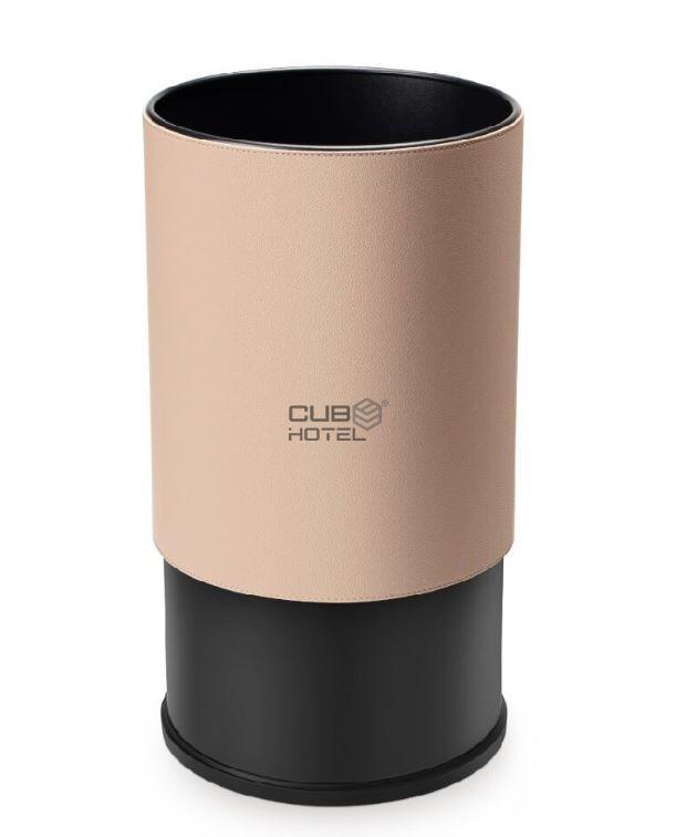 Papeleira Dupla Pele Sintetica Bege de 10L Alta Qualidade